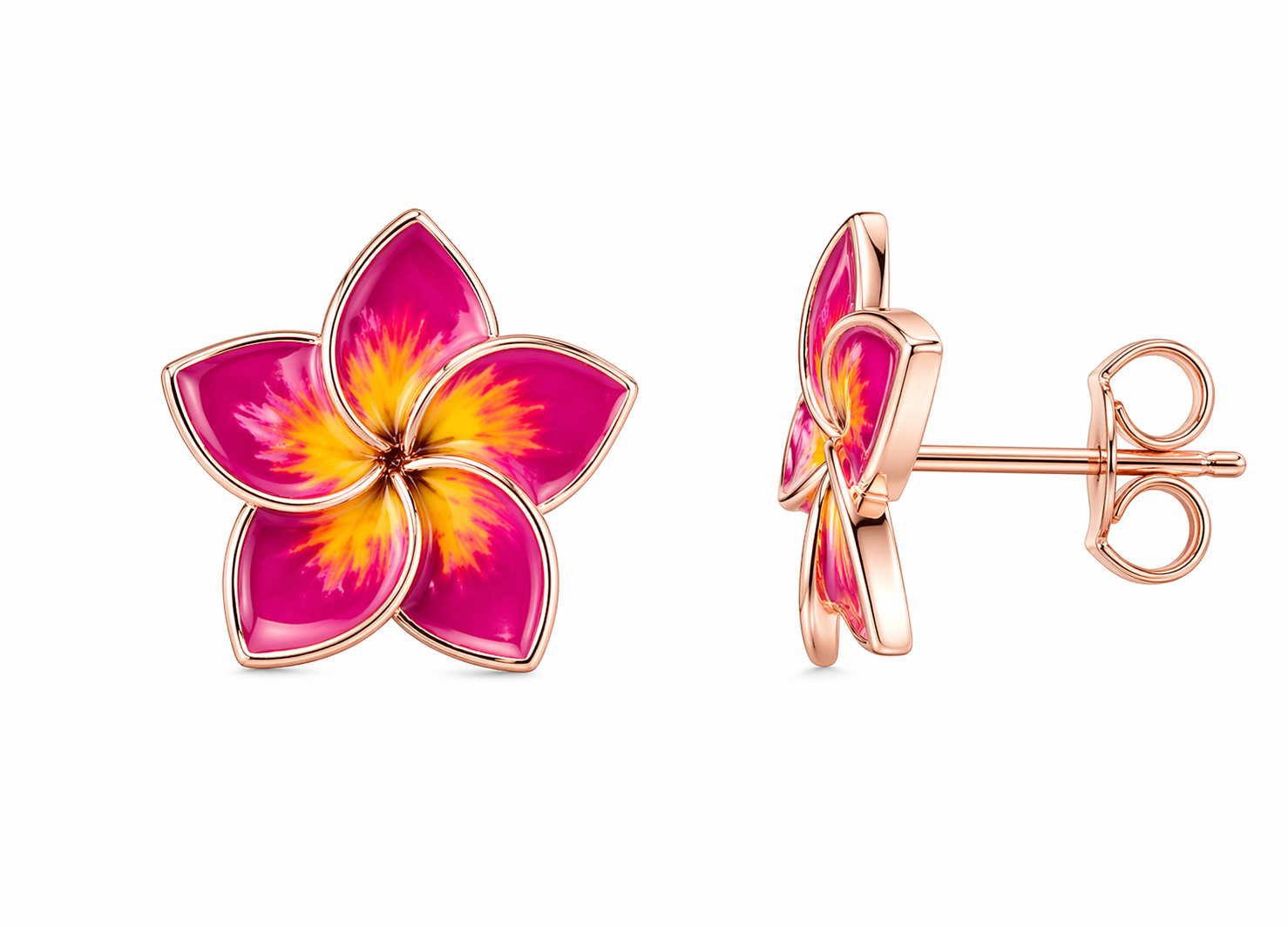 Orecchini Flower argento 925 e smalto 2 Orecchini Flower argento 925 e smalto - immagine 2