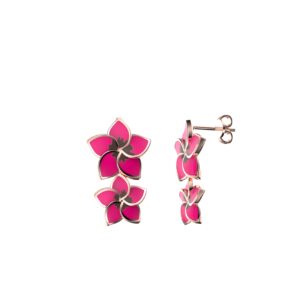 Flower DB Earring 9kt Gold and Enamel