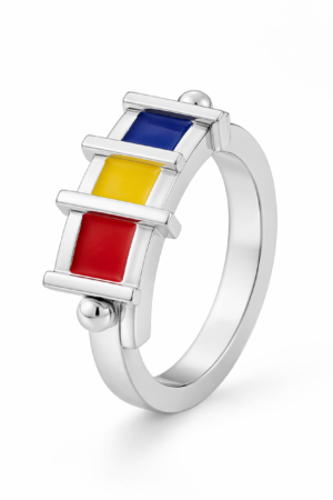 Anello Mondrian Easy argento 925 e smalto