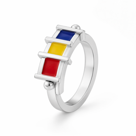 Anello Mondrian Easy argento 925 e smalto