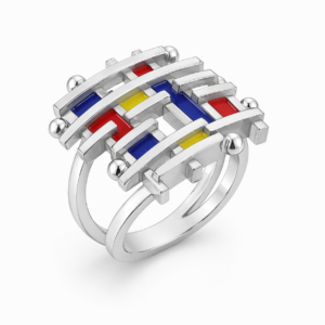 Anello Mondrian Bold argento 925 e smalto