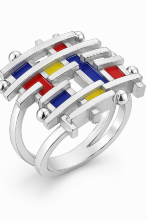 Anello Mondrian Bold argento 925 e smalto