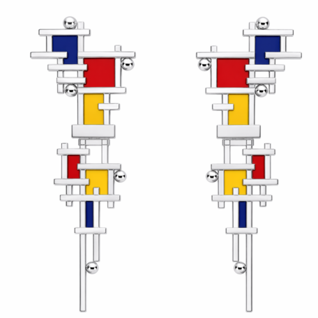 Orecchini Mondrian Bold argento 925 e smalto