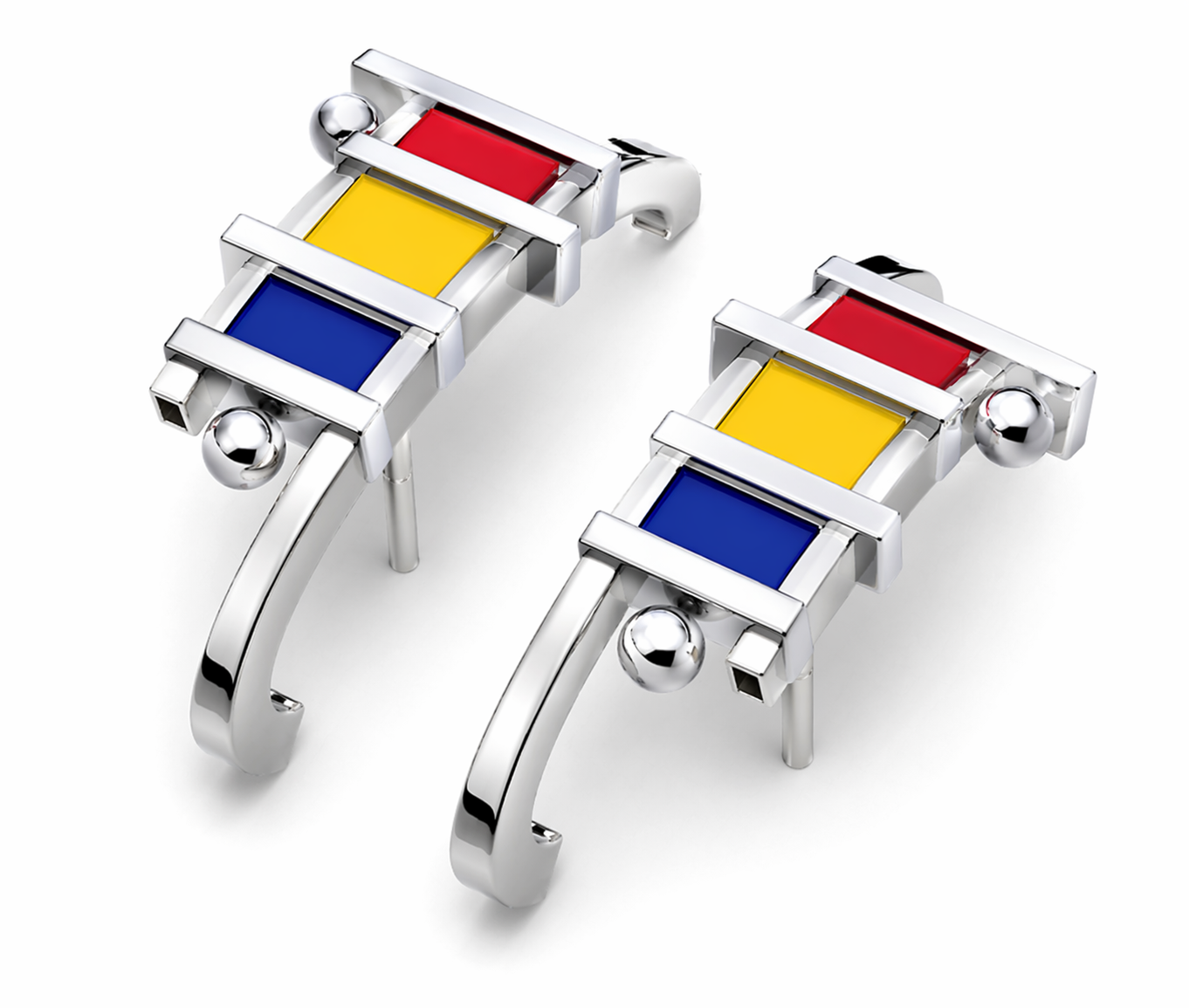 Orecchini Mondrian Easy in argento 925 e smalto 1 Orecchini Mondrian Easy in argento 925 e smalto